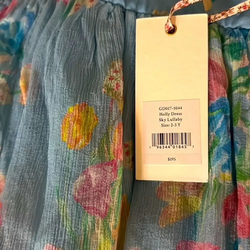 LoveShackFancy Toddler Holly Dress - Sky Lullaby 2-3Y